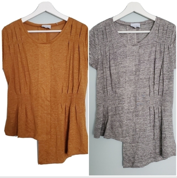 Anthropologie Tops - NEW Set of 2 Kinly Tops Rusty Orange and Gray